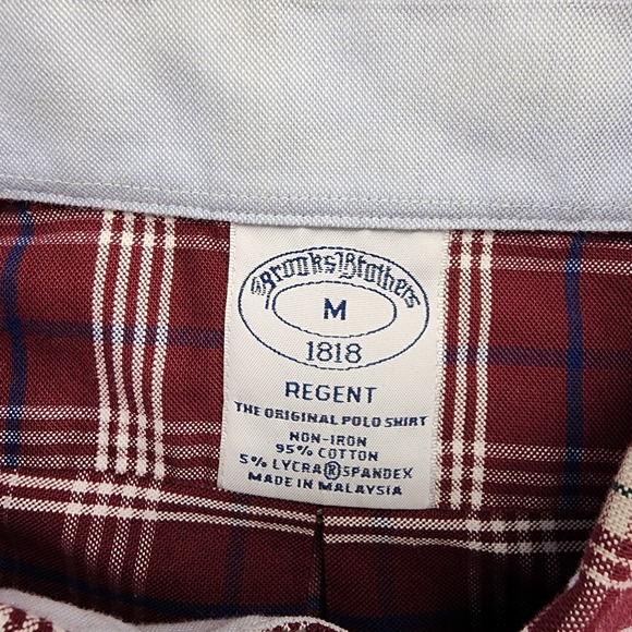 Brooks Brothers Men's M Regent Burgundy Plaid Long Sleeve Button Shirt Non Iron - Picture 4 of 6